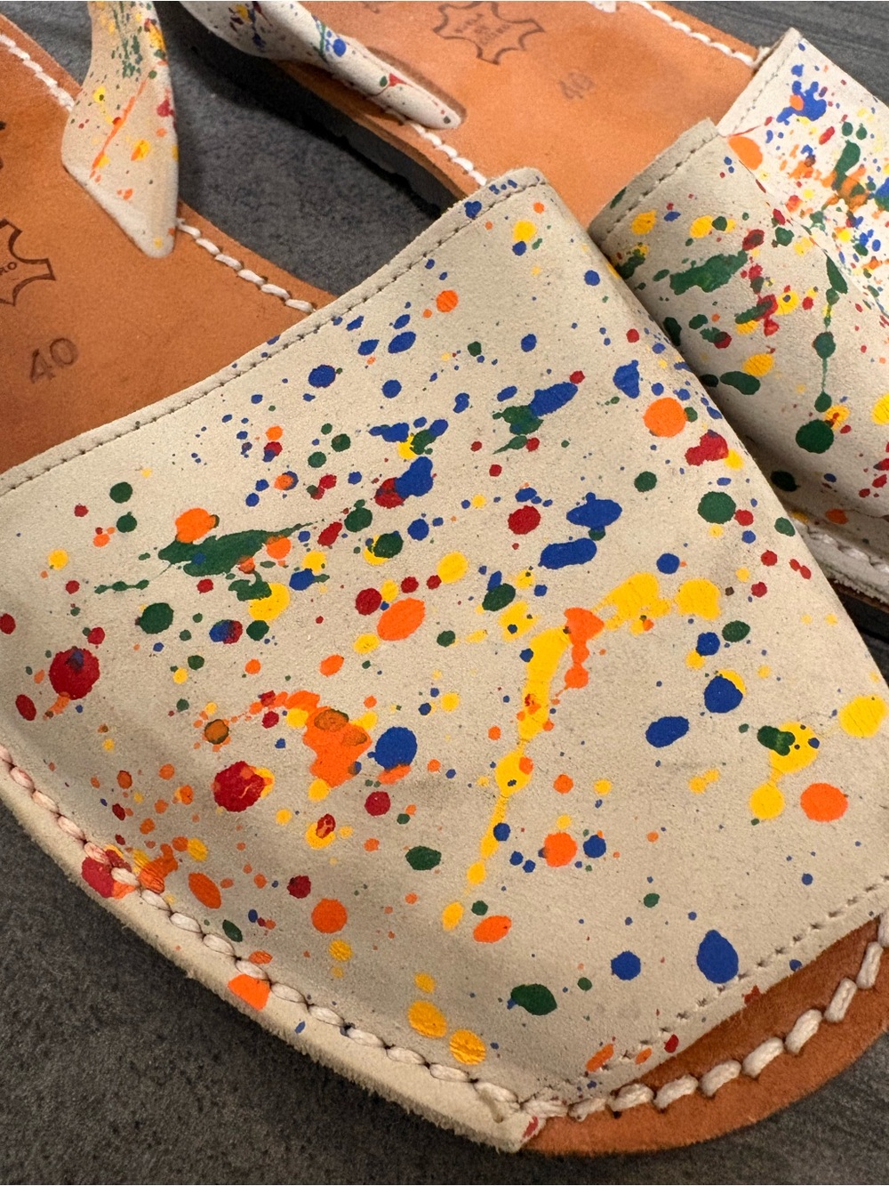 Ladies size 40 hand Paint-Splatter Sandals - Picture 5 of 5